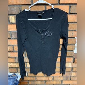 Women’s Harley Davidson Black Fitted Buttoned Blouse